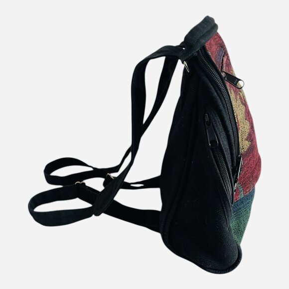 Art of Bags Southwestern Woven Mini Backpack Red Green Gold Pattern Boho VG - Picture 5 of 8